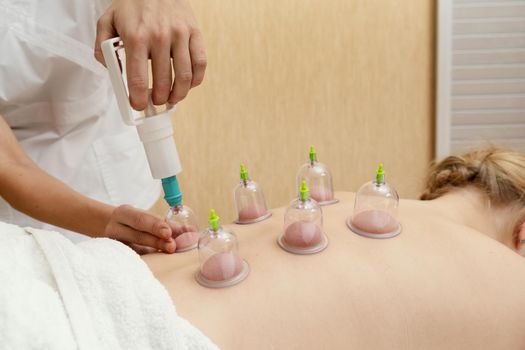 close up cupping therapy experience. High quality beautiful photo concept