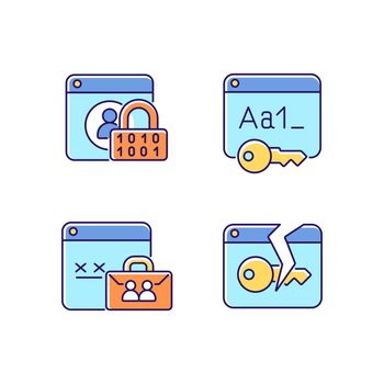 Password encryption RGB color icons set
