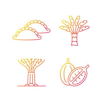 Plants in Singapore gradient linear vector icons set