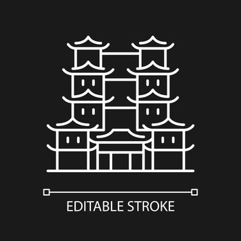 Tooth relic temple white linear icon for dark theme