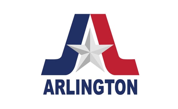 The flag of the city in Texas of Arlington with state star
