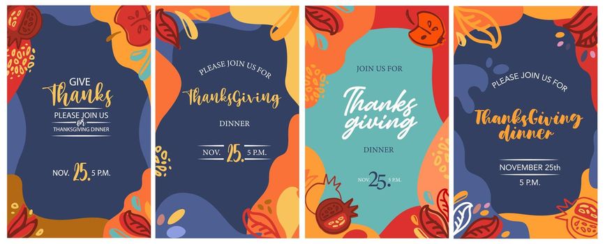 Thanksgiving greeting cards, invitations. Vector illustration. Hand drawn Thanksgiving typography poster. Celebration quote Happy Thanksgiving on textured background for postcard, Thanksgiving icon, logo, badge. Give Thanks