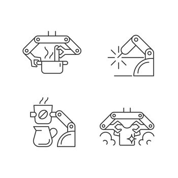 Automated mechanical devices linear icons set