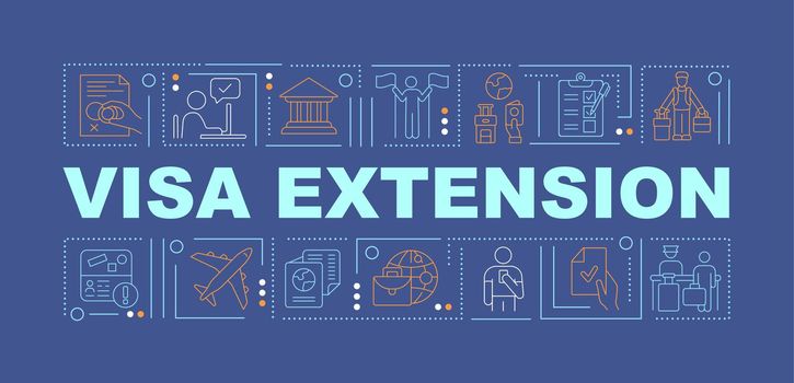 Visa extension blue word concepts banner