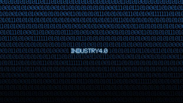 Industrial 4.0 Blue digital matrix bacgkground. Abstract background and Technology concept. Smart network connection and Internet of things theme. Cyber security theme
