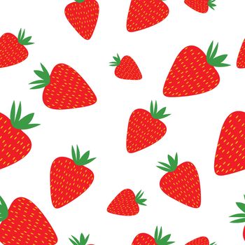 Strawberries seamless pattern on the white background