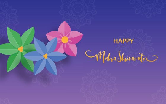Happy Maha Shivaratri or Night of Shiva festival holiday with flower. Traditional event theme.