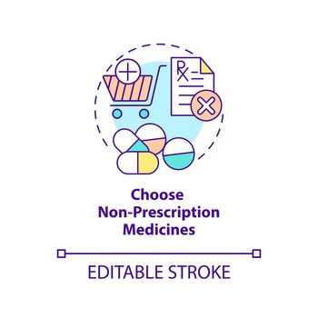 Choose non prescription medicines concept icon