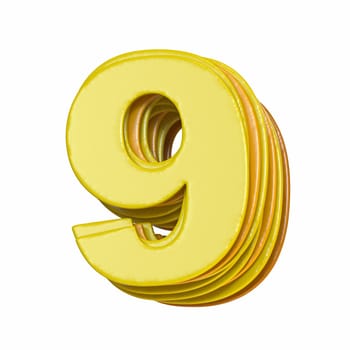 Yellow font Number 9 NINE 3D