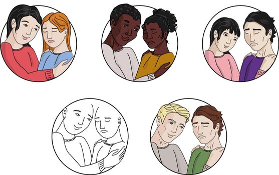 People are calming each other. Love, diversity