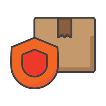 cardboard box icon. cardboard with protection shield illustration. Flat vector icon. can use for, icon design element,ui, web, mobile app.