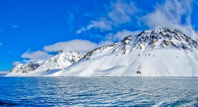 Snowcapped Mountains, Arctic, Svalbard, Norway