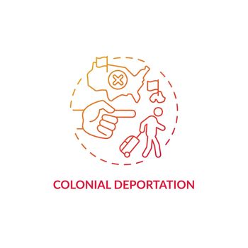 Colonial deportation gradient red concept icon