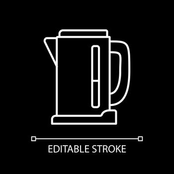 Electric kettle white linear icon for dark theme
