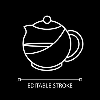 Kettle with tea white linear icon for dark theme