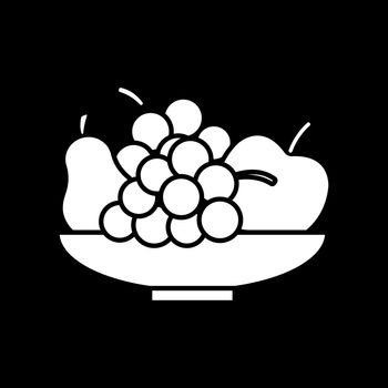 Fresh fruits in bowl dark mode glyph icon