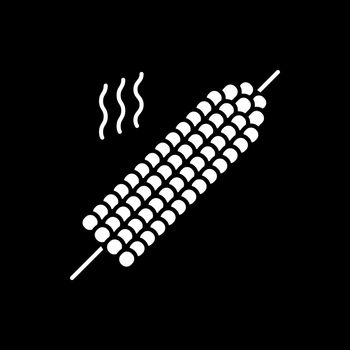 Grilled corn on cob dark mode glyph icon