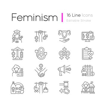 Women in government linear icons set