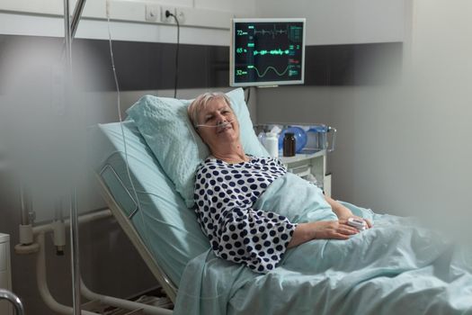 Grandparent with breathing problem inhale and exhale