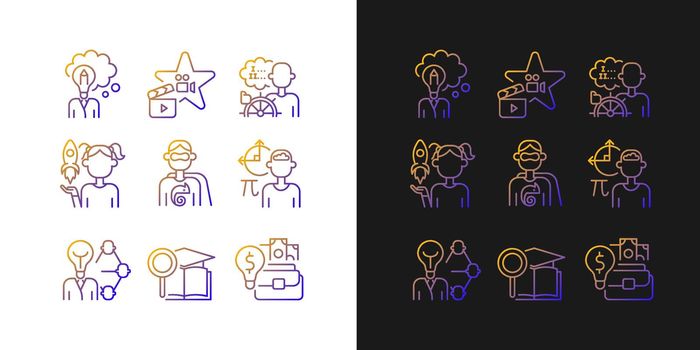 Vocation gradient icons set for dark and light mode