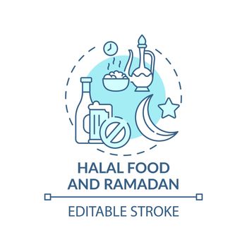 Halal food and ramadan turquoise concept icon