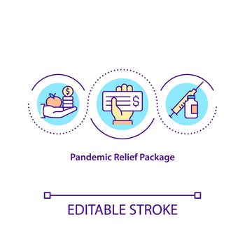 Pandemic relief package concept icon