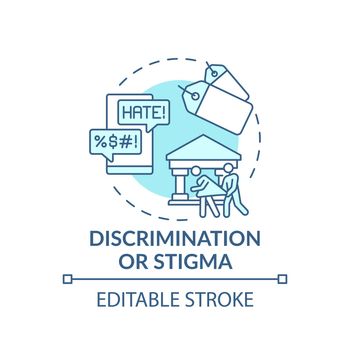 Discrimination or stigma turquoise concept icon