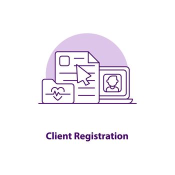 Client registration creative UI concept icon