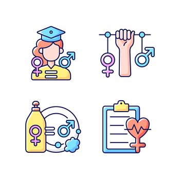 Equal education opportunities RGB color icons set