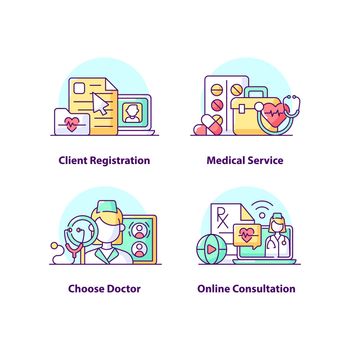 Client registration creative UI concept icon set