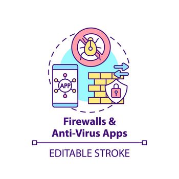 Firewall and anti-virus apps concept icon