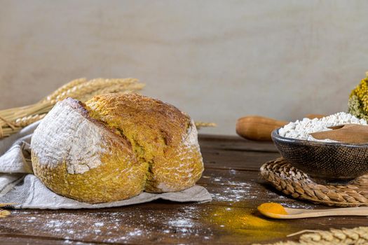 Homemade crispy turmeric bread
