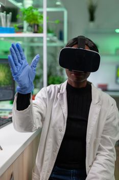 Botany genetic scientist doing reseearch using virtual reality