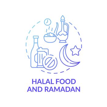 Halal food and ramadan blue gradient concept icon