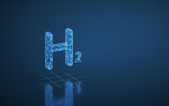 Hydrogen and blue glowing lines, 3d rendering.