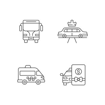 City public transport linear icons set