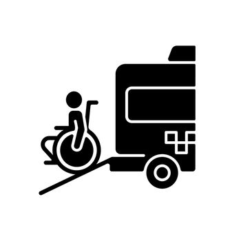 Wheelchair van black glyph icon