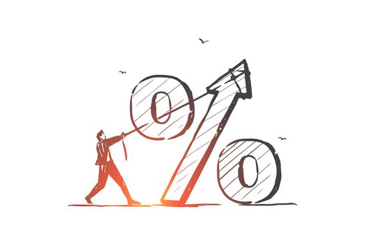 Interest rate, economy, bank loan percentage concept sketch. Hand drawn isolated vector