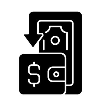 Cashback black glyph icon