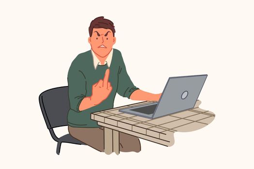 Computer malfunction, work problem, irritability, anger concept