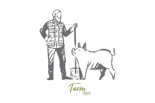 Livestock breeding concept sketch. Isolated vector illustration