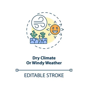 Dry climate or windy weather concept icon