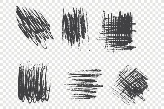 Charcoal pencil scrawl vector illustrations set