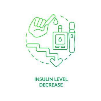 Insulin level decrease dark green concept icon