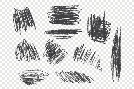 Chaotic charcoal scribble vector illustrations set