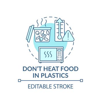 Do not heat food in plastics concept icon