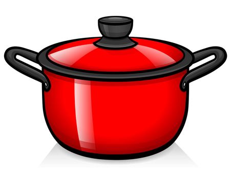 cooker pot cartoon red illustration