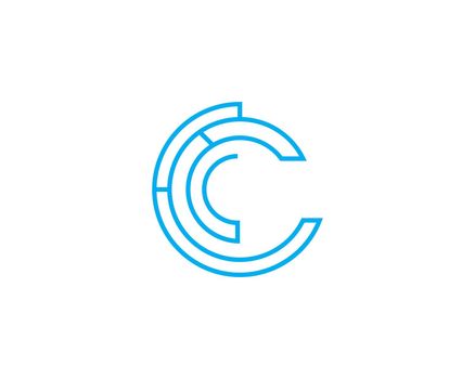 C letter circuit technology logo vector template