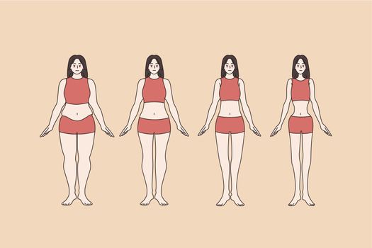 Full size woman body size change dieting