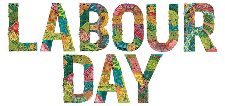Words Labour day. Vector decorative zentangle object